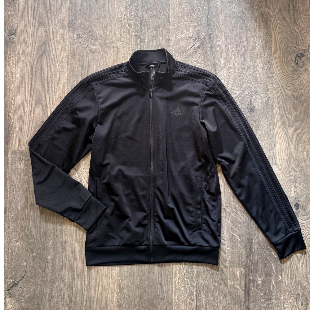 Adidas Primegreen Essentials Track Jacket Size M Black / Black Color Zip Up